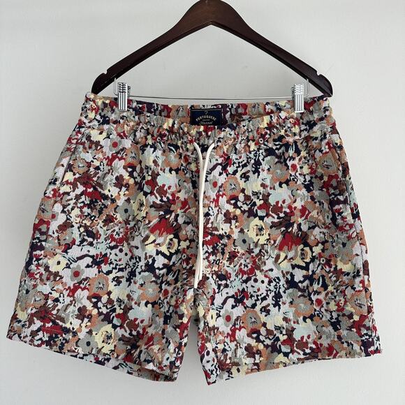 Portuguese Flannel Shorts Mens XL Floral Orchard Camo Jacquard Resort Casual - Picture 1 of 12